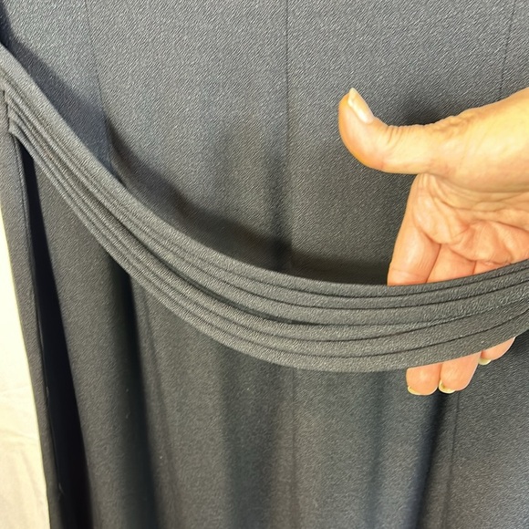 S.L. Fashions Vintage Sailor Maxi Dress Size 18 Black and White Padded Shoulder - Picture 6 of 7